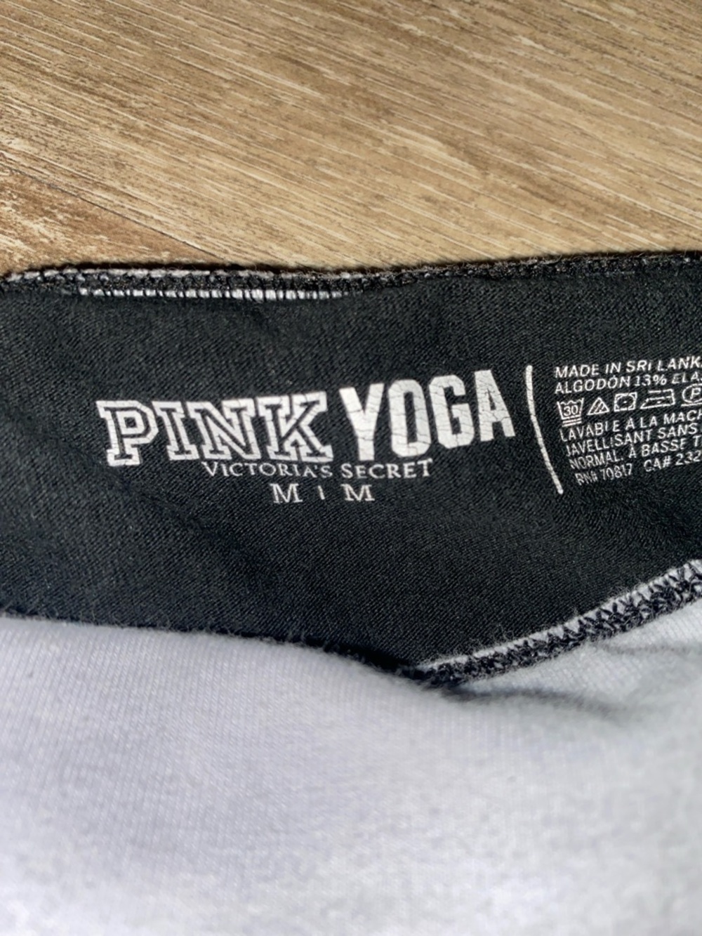 PINK Victoria's Secret Black Leggings with White/Lilac Fold-Over Waistband Y2K - Picture 7 of 7